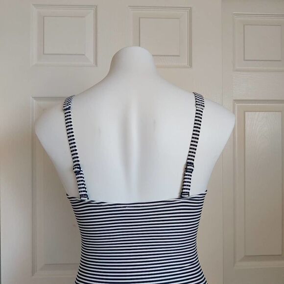 Niptuck Swim retro striped twist front tummy control ruched sides swimsuit - Picture 8 of 16